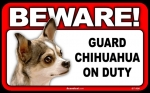 BEWARE Guard Dog on Duty Sign - Chihuahua - Tri-Color - FREE Shipping