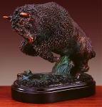 Bronze Finish 7" Rearing Buffalo Sculpture