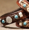 Cowboy Collectibles Horse Hair Concho with Turquoise Leather Bracelets