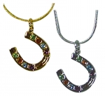 Exselle Horseshoe with Color Stones Pendant Necklace