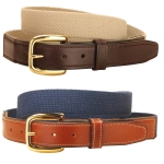 Tory Leather 1 1/4" Wide Web Belt with Leather Billets
