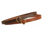 Tory Leather Bridle Leather 1 1/4" Belt with Solid Brass Ring Buckle