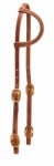 Tory Leather Cowboy Old Time Silding Ear Headstall With Solid Brass Buckle Bit Ends