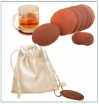Tory Leather Round Leather Coasters - Set of Six