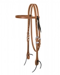 Weaver Leather Golden Brown Harness Leather Browband Headstall, Flames