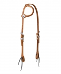 Weaver Leather Golden Brown Harness Leather Flat Sliding Ear Headstall, Flames